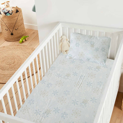 Grey Snowflakes Bedsheet & Pillow