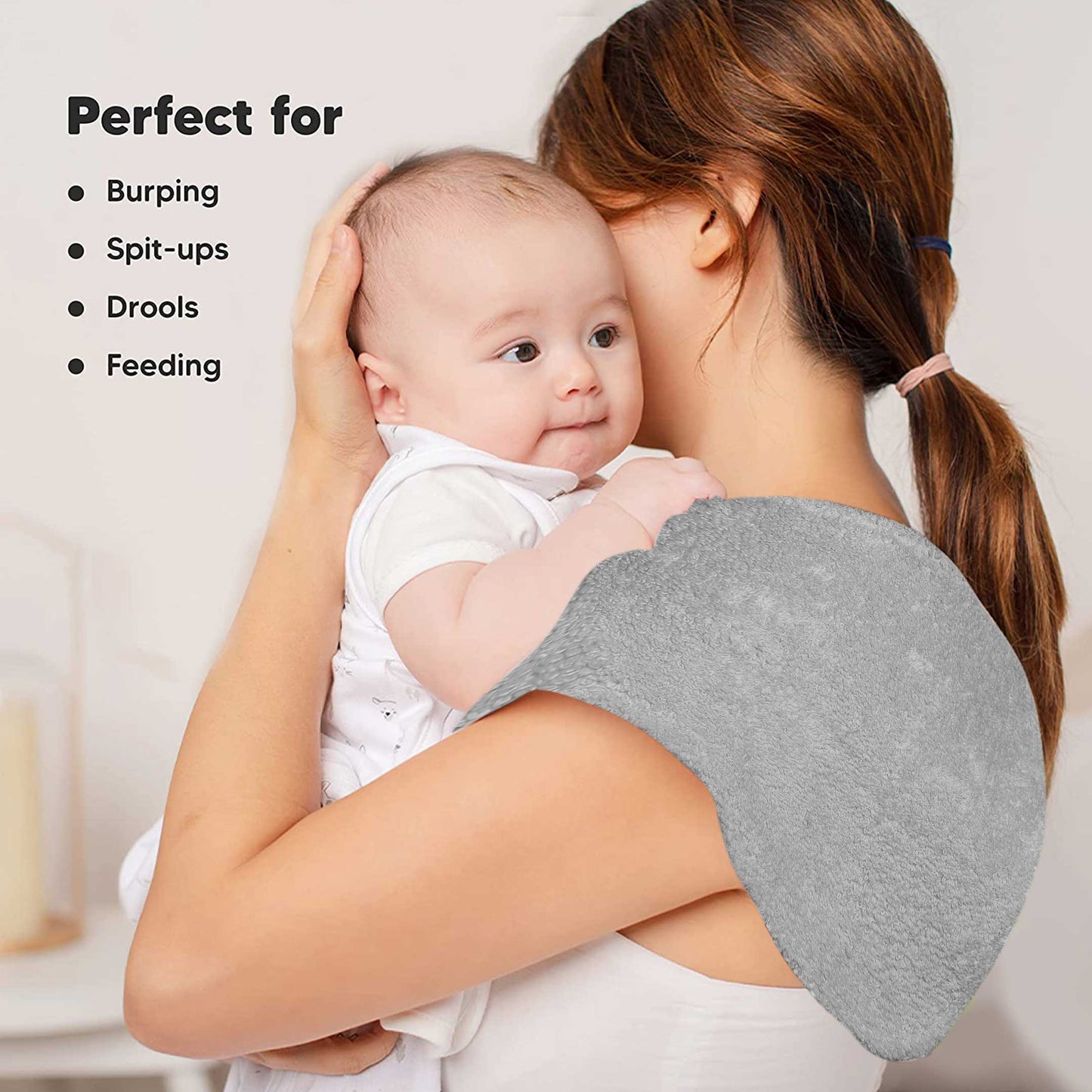 Grey Towel Baby Burp Cloth