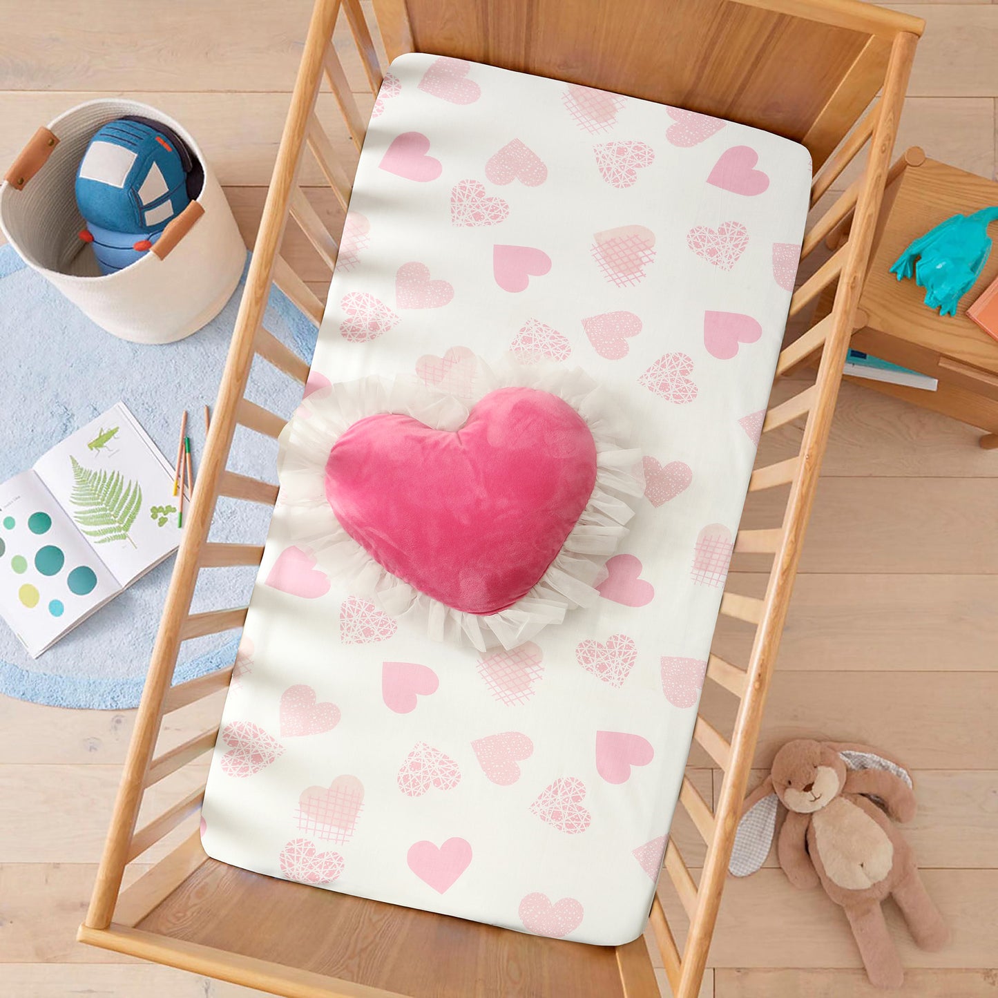 Heart Printed Baby Crib Bedding Set