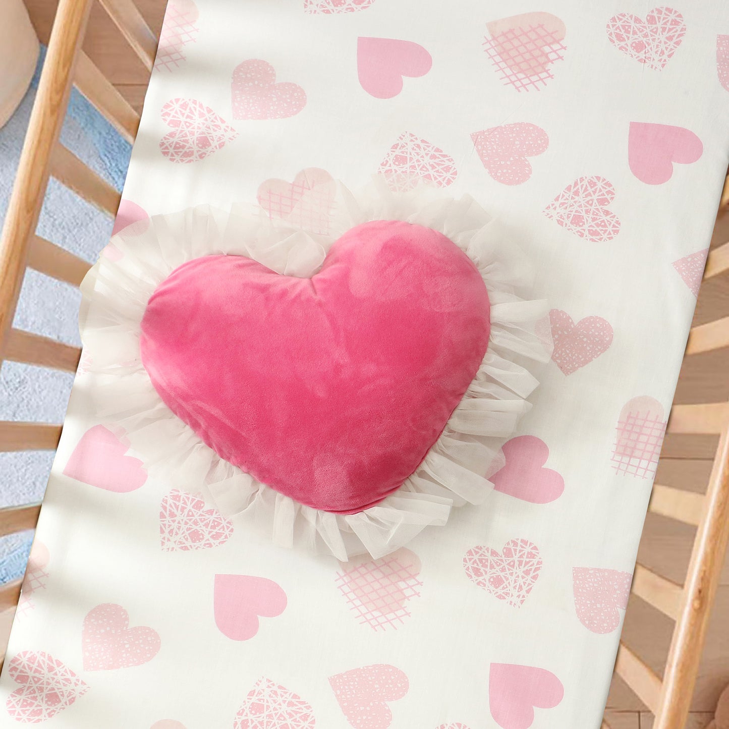 Heart Printed Baby Crib Bedding Set