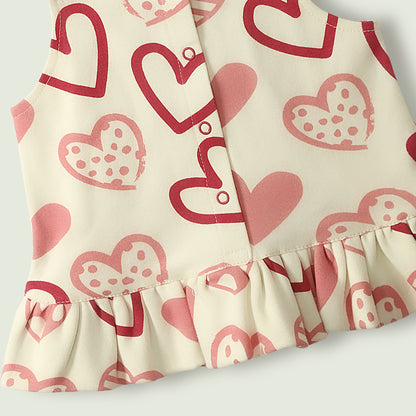 Heart Printed Peplum Top