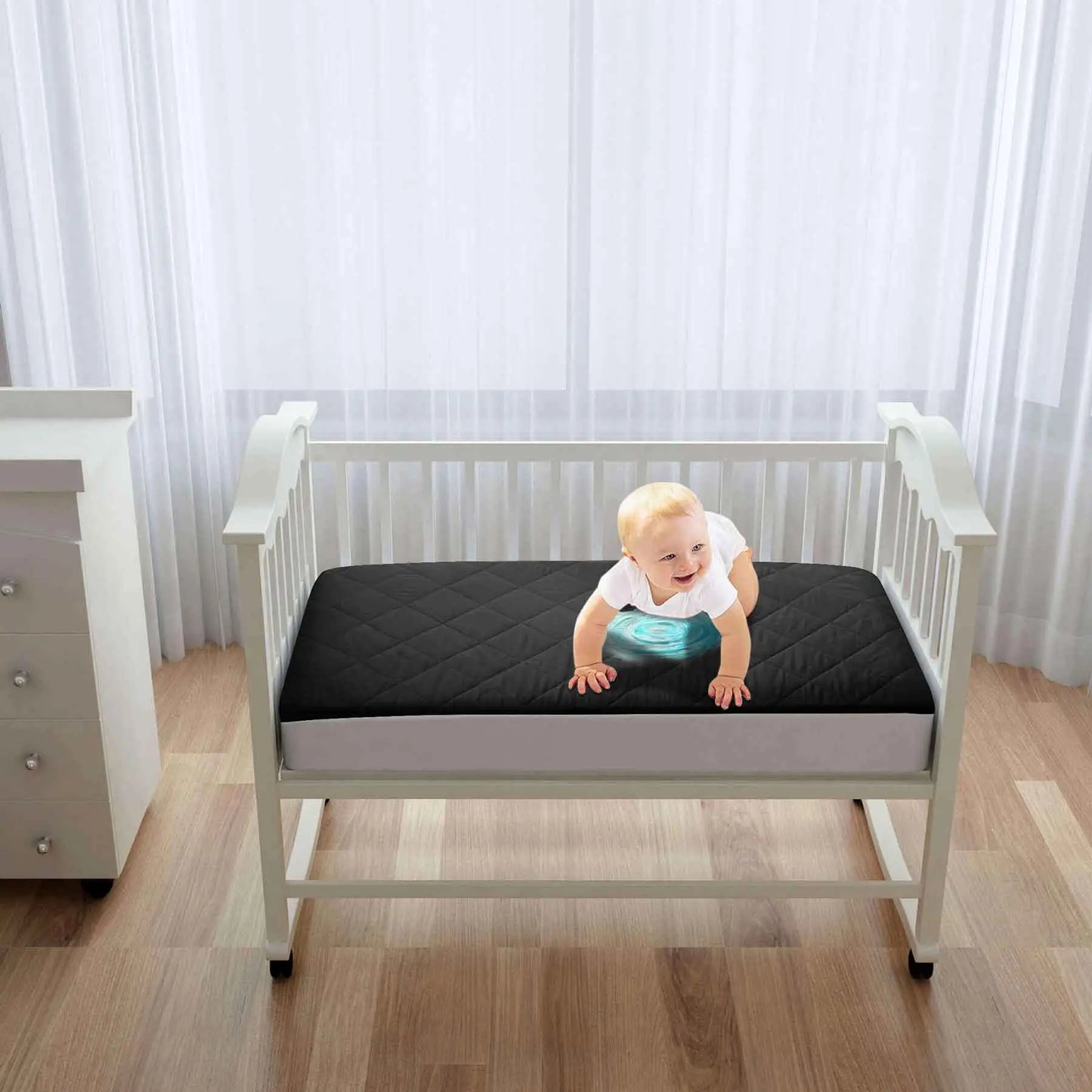 Kids Waterproof Mattress Protector Fitted Black