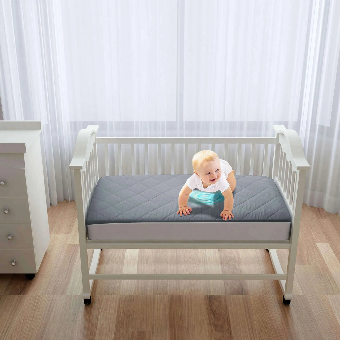 Kids Waterproof Mattress Protector Fitted Grey