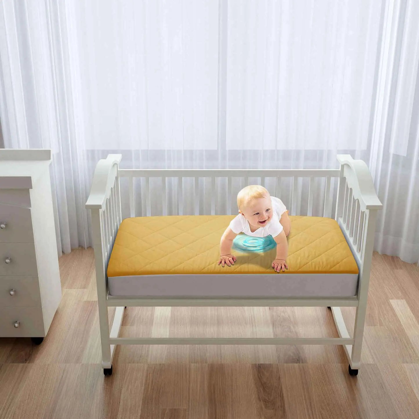 Kids Waterproof Mattress Protector Fitted Mustard