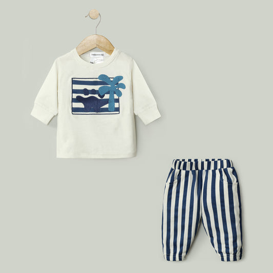 Abstract Stripe Shirt & Trouser 2pc Set