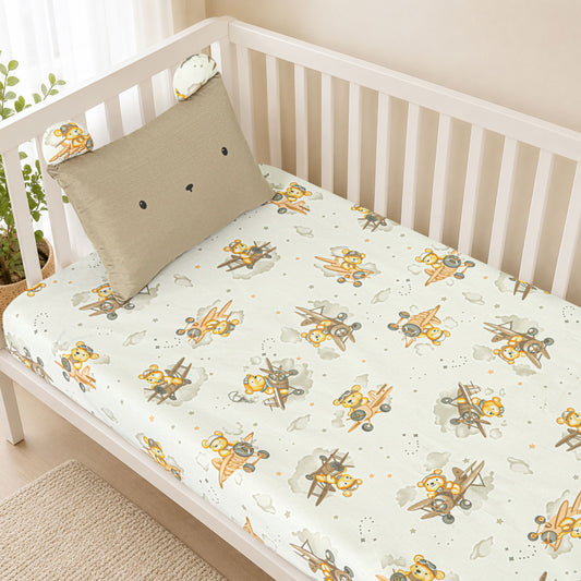 Little Pilot Bear Crib Set