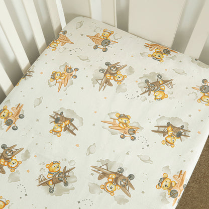 Little Pilot Bear Crib Set