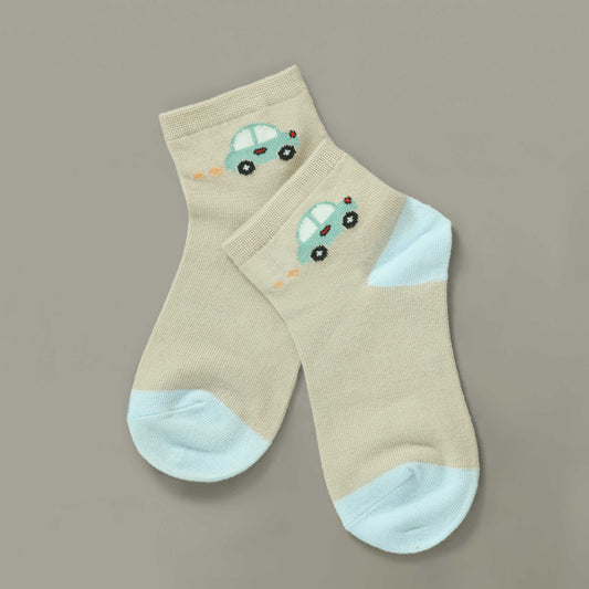 Mini Car Kids Socks Beige