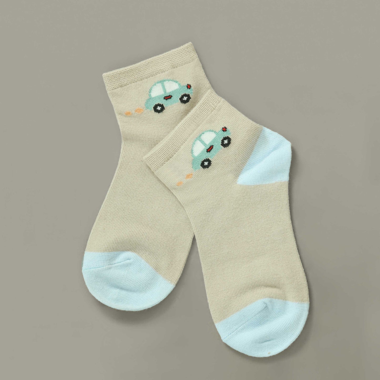 Mini Car Kids Socks Beige