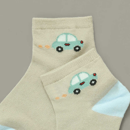 Mini Car Kids Socks Beige
