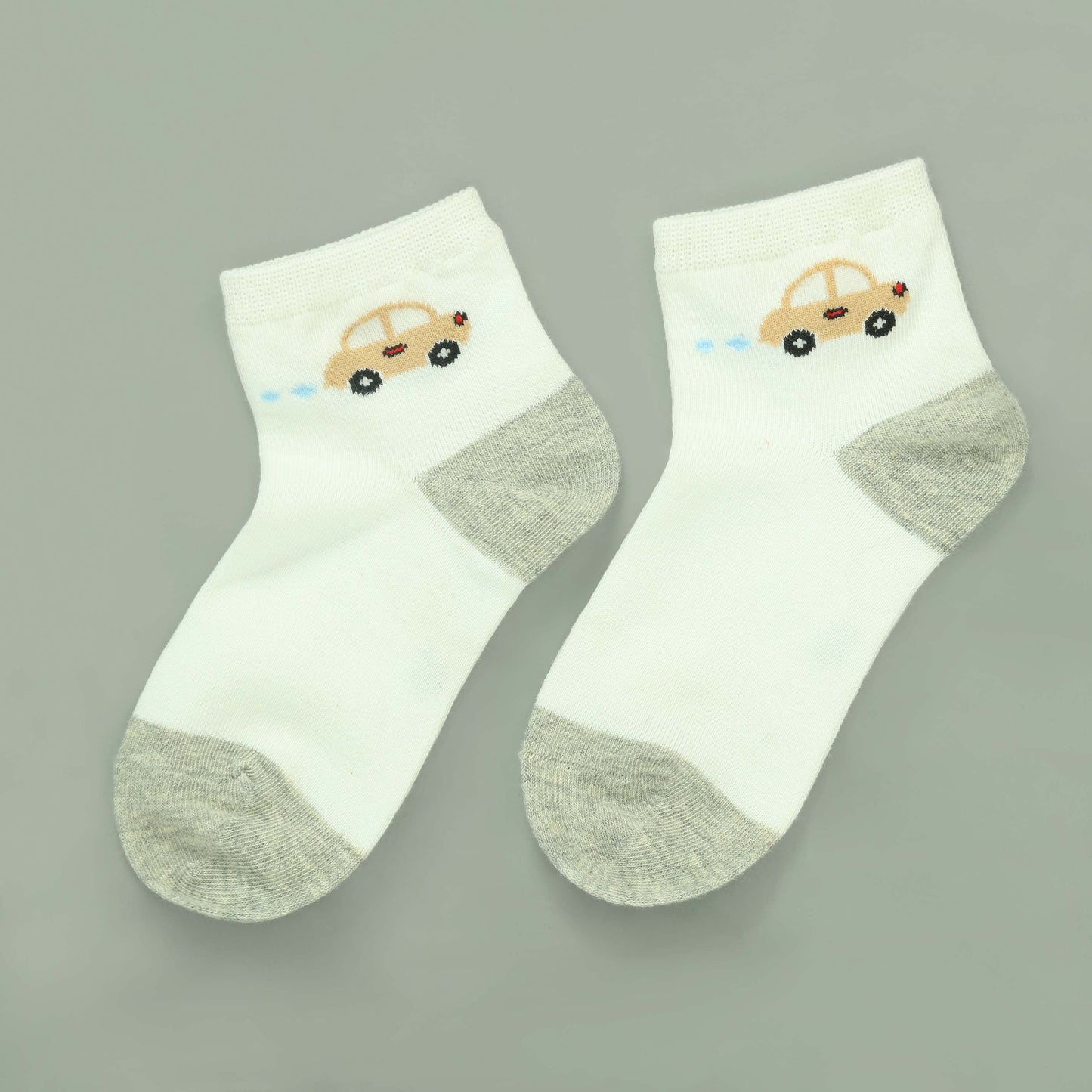 Mini Car Kids Socks White