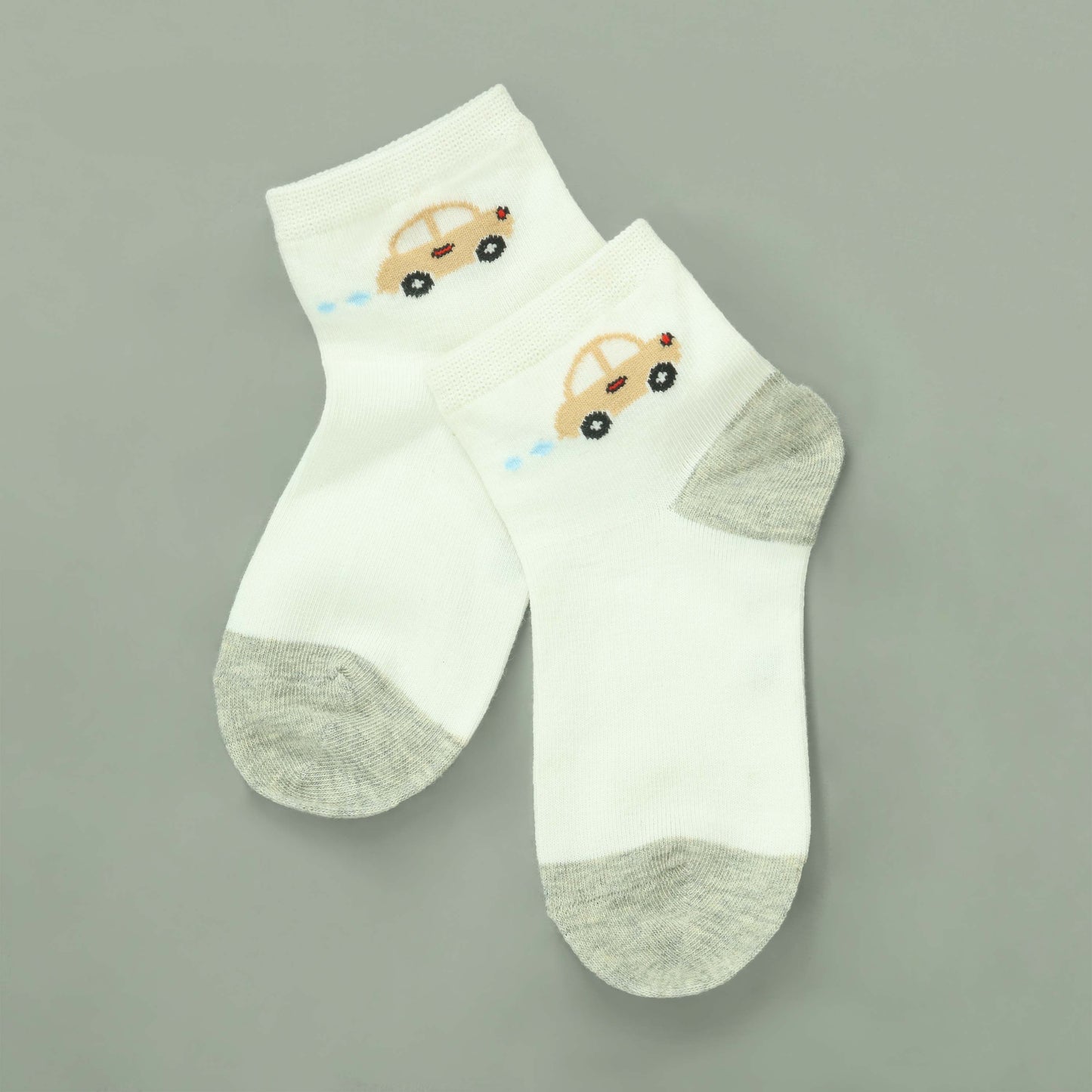 Mini Car Kids Socks White