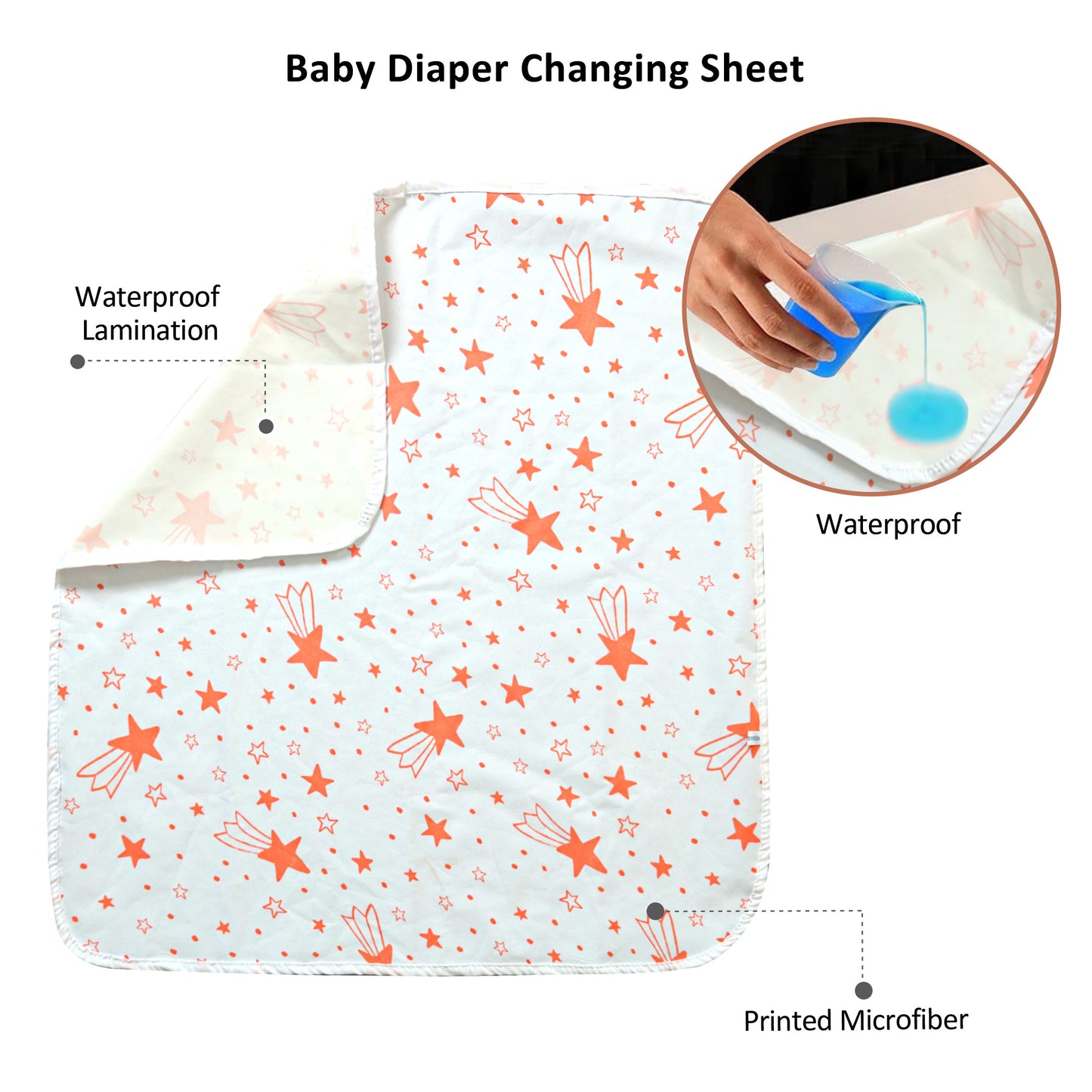 Peach Stars Baby Diaper Changing Sheet