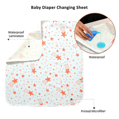 Peach Stars Baby Diaper Changing Sheet
