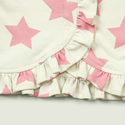 Pink Stars Ruffled Top