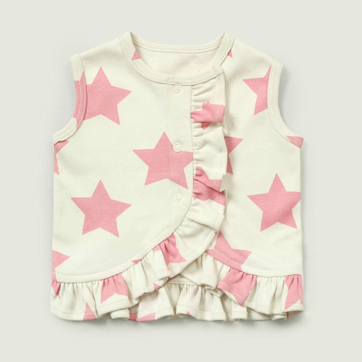 Pink Stars Ruffled Top