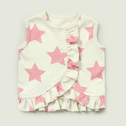 Pink Stars Ruffled Top