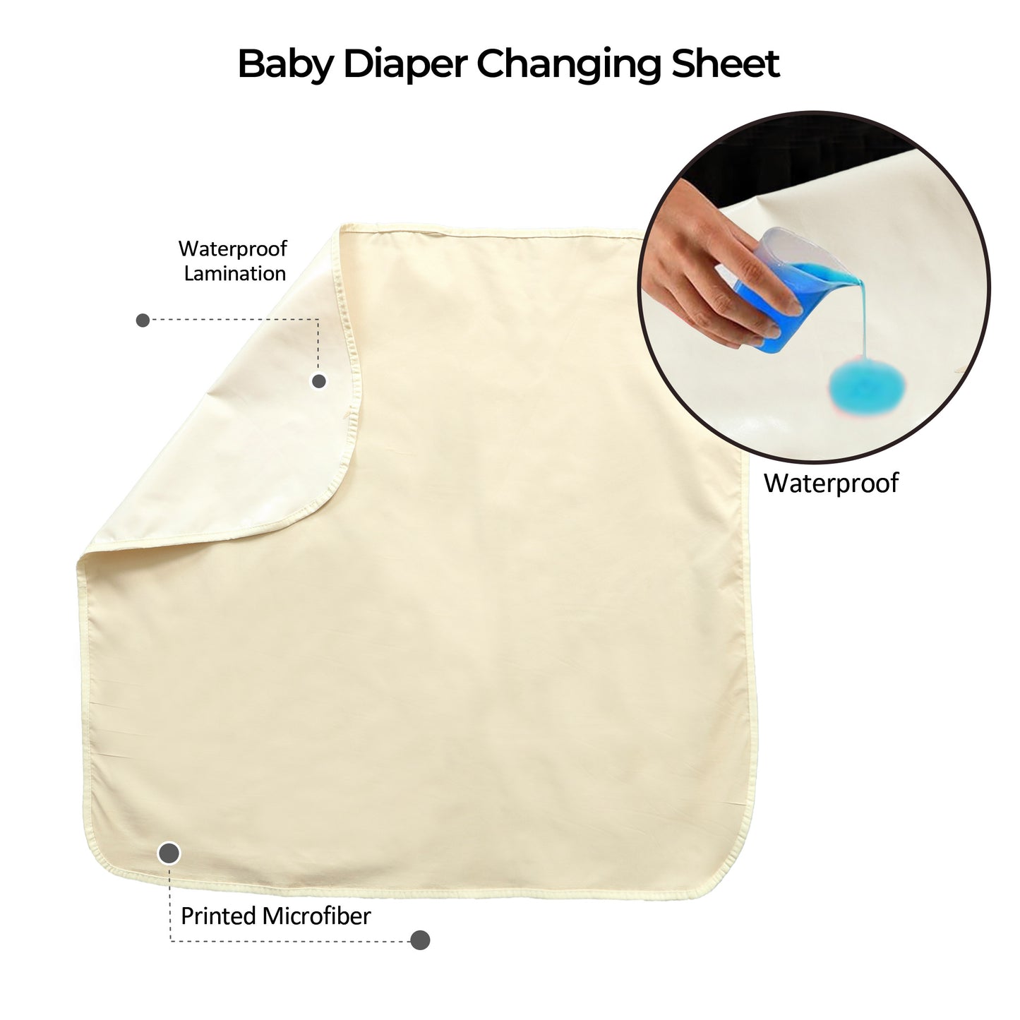 Plain Beige Baby Diaper Changing Sheet