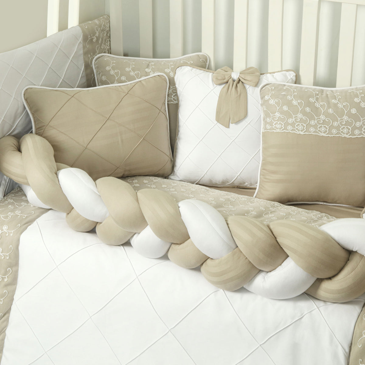Premium Ivory Lace Cot Set