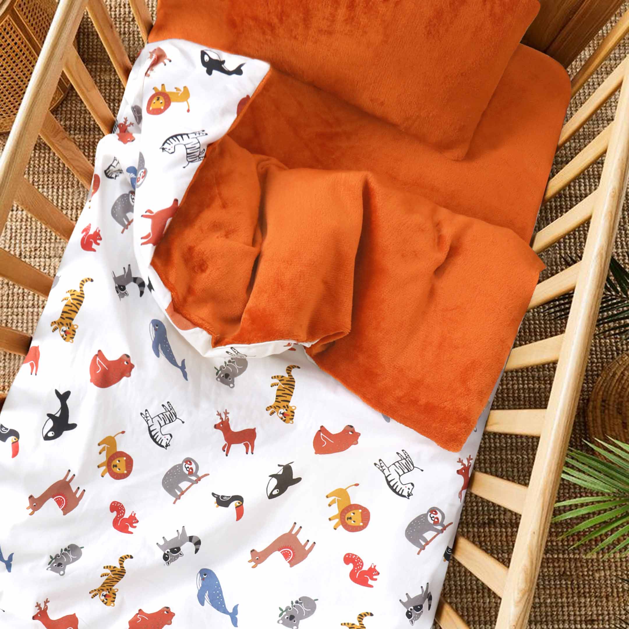 Rust Safari Fleece Baby Cot Set The Baby Store