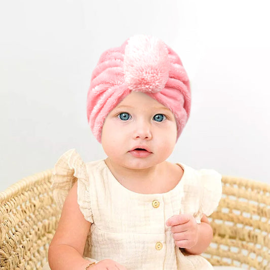 Pom Pom Cuddle Fleece Turban Caps
