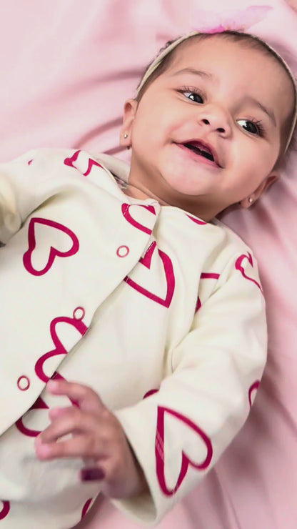 Heart Printed Baby Rompers (Pack of 3)