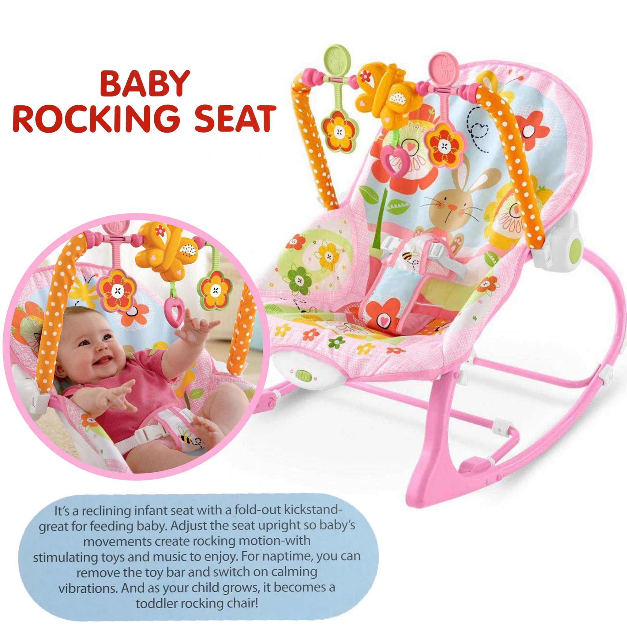 Baby Rocking Vibrating Seat Pink The Baby Store