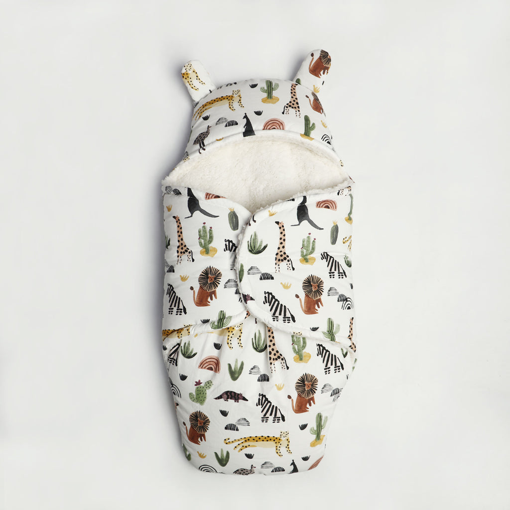 animal zoo sharpa swaddle