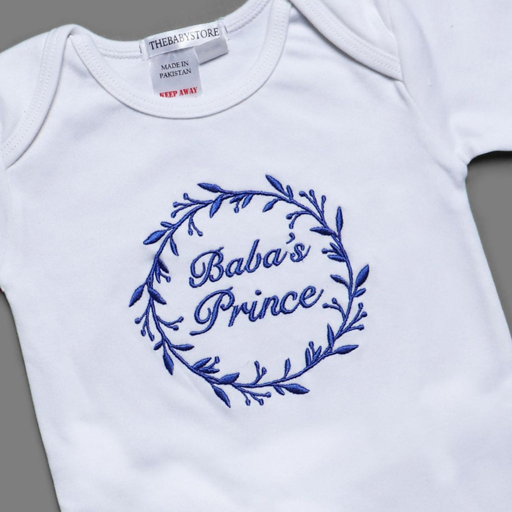baba s prince embroidered romper set