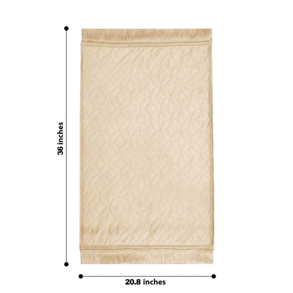 luxury velvet embossed kids prayer mat beige