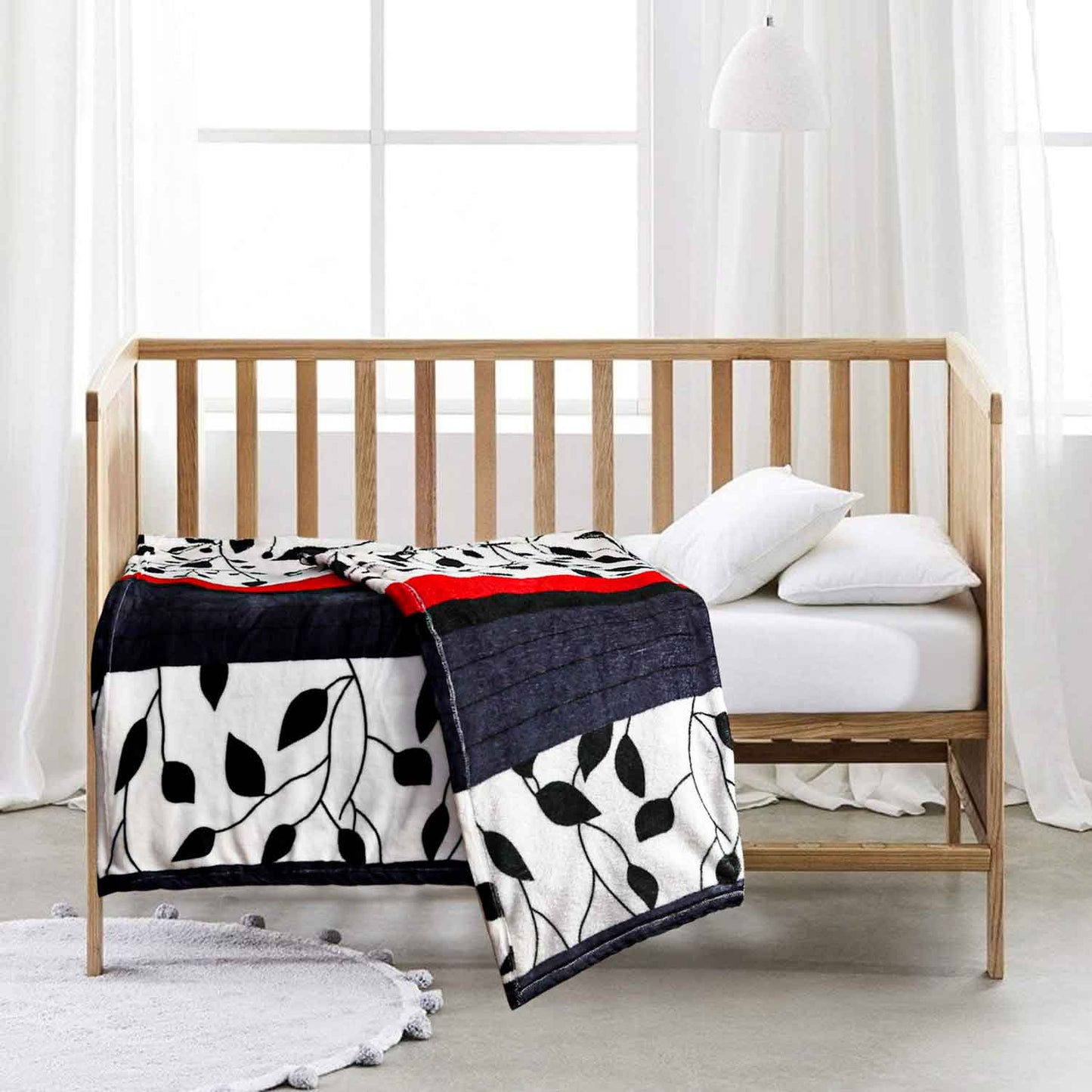 black red leaves baby fleece blankets