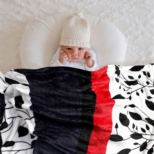 black red leaves baby fleece blankets