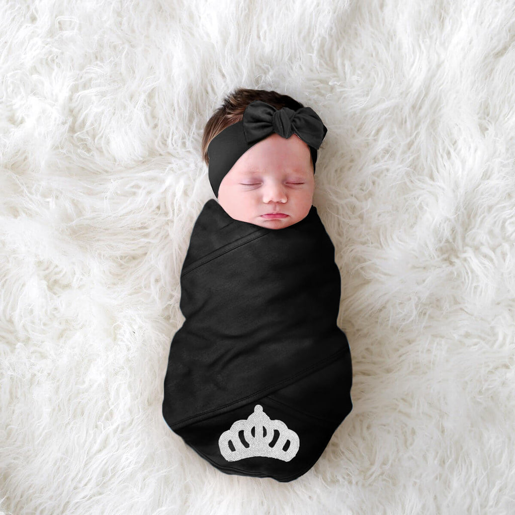 princess crown white baby swaddle
