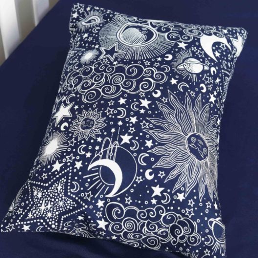 blue doddle galaxy baby bedsheet pillow