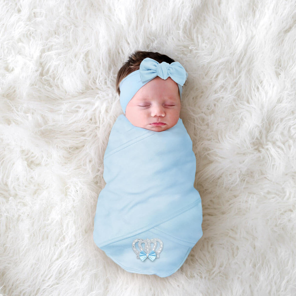 prince crown white baby swaddle