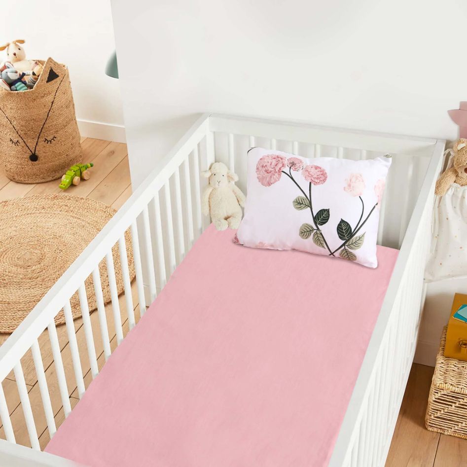 botanical pink baby bedsheet pillow