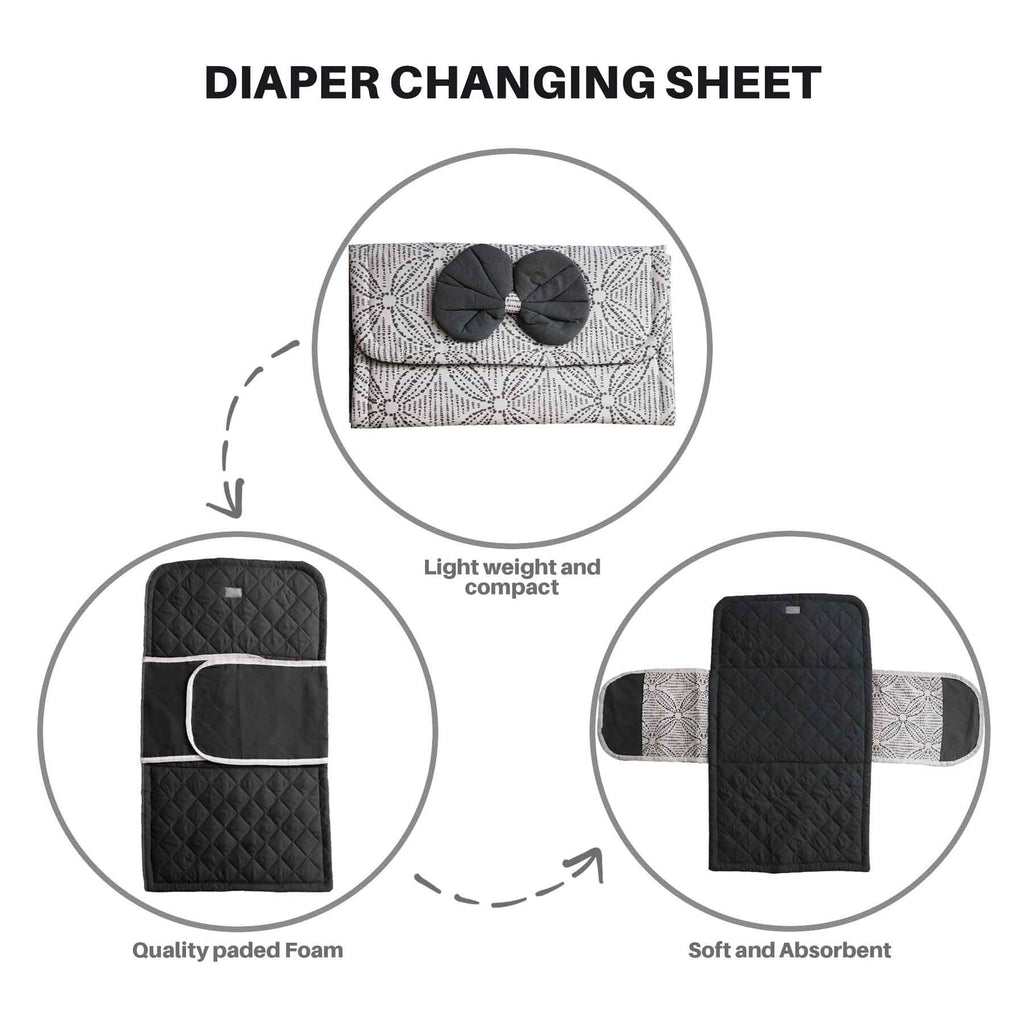 black white baby diaper changing sheet