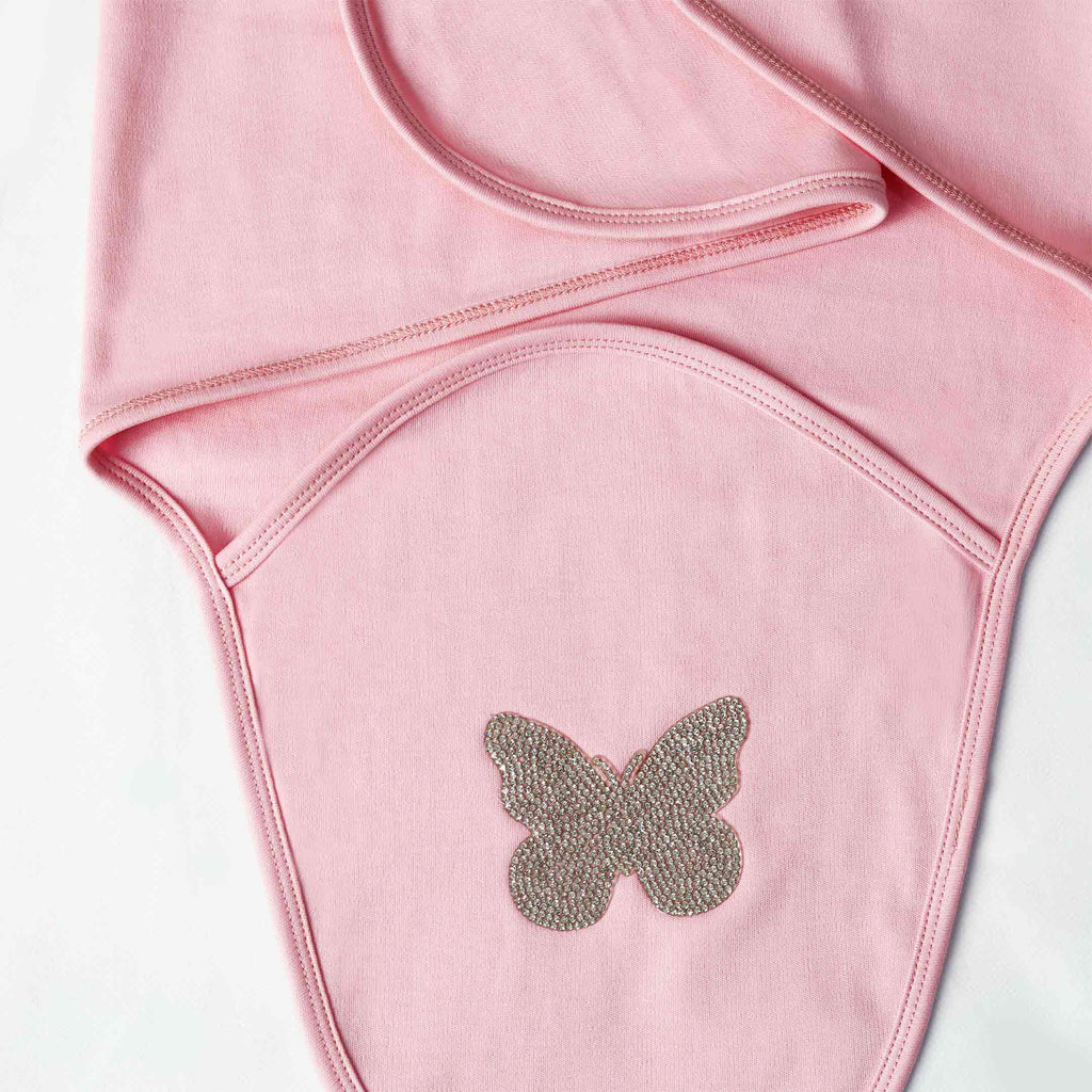 crystal butterfly baby swaddle pink