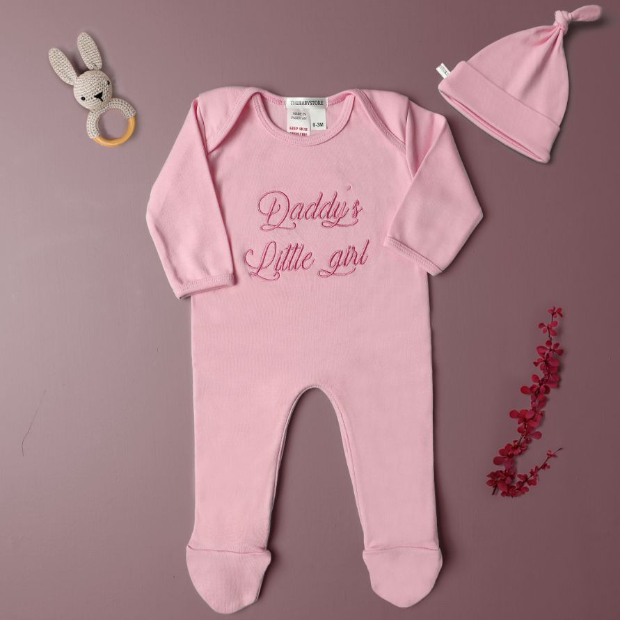 daddys little girl embroidered romper set
