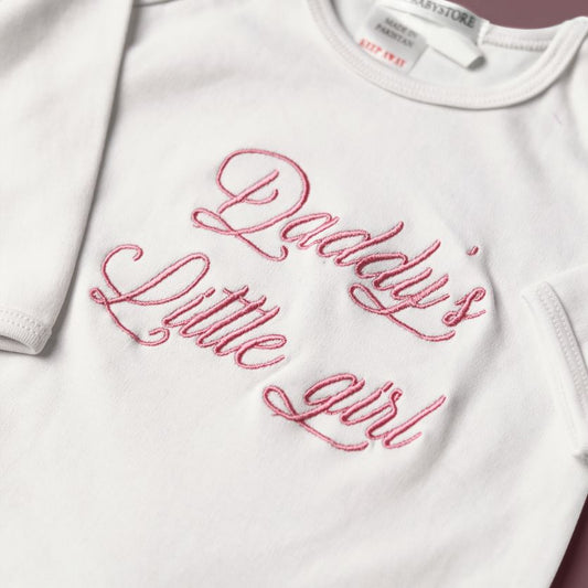 daddys little girl embroidered romper set