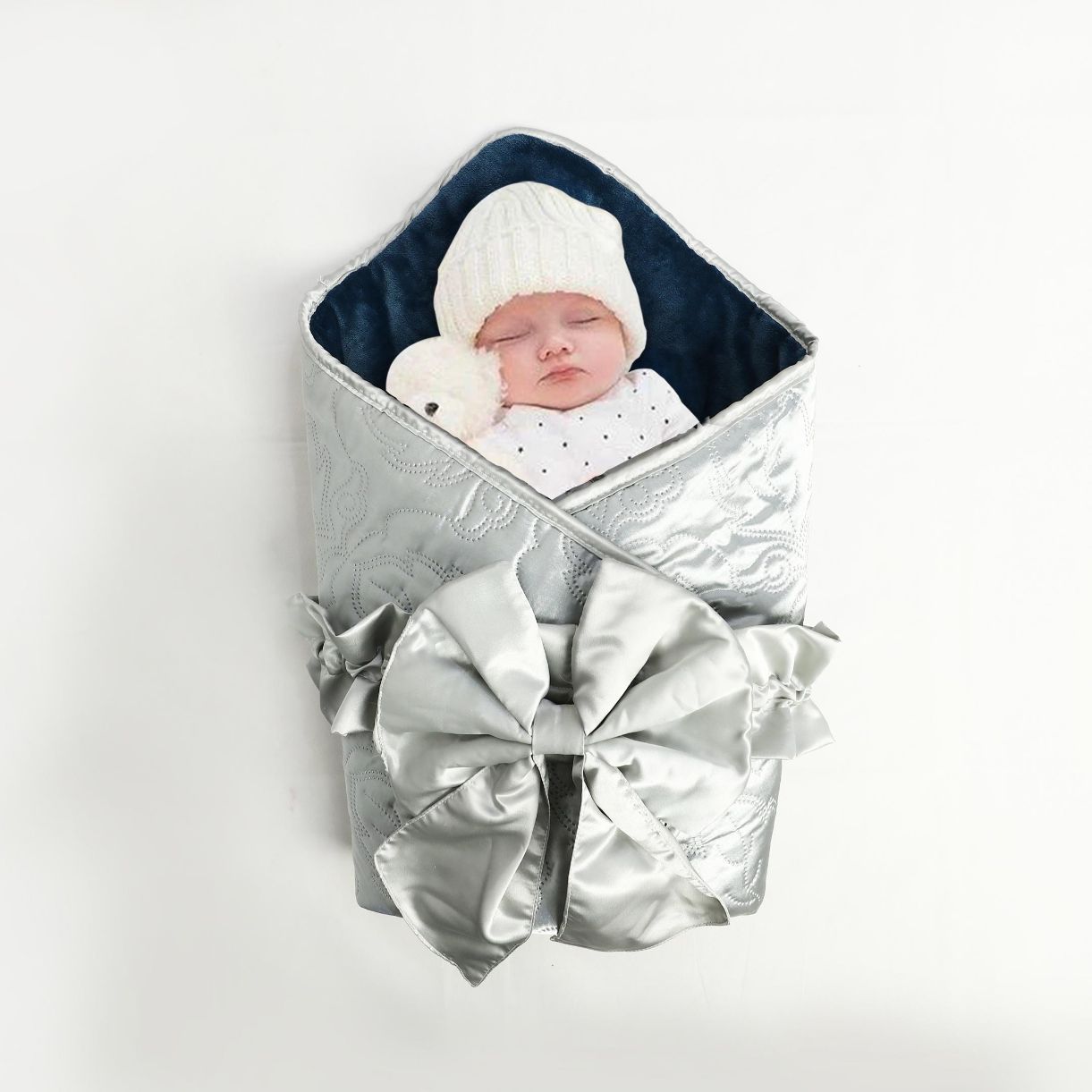 navy embossed fleece silk reversible wrapping sheet