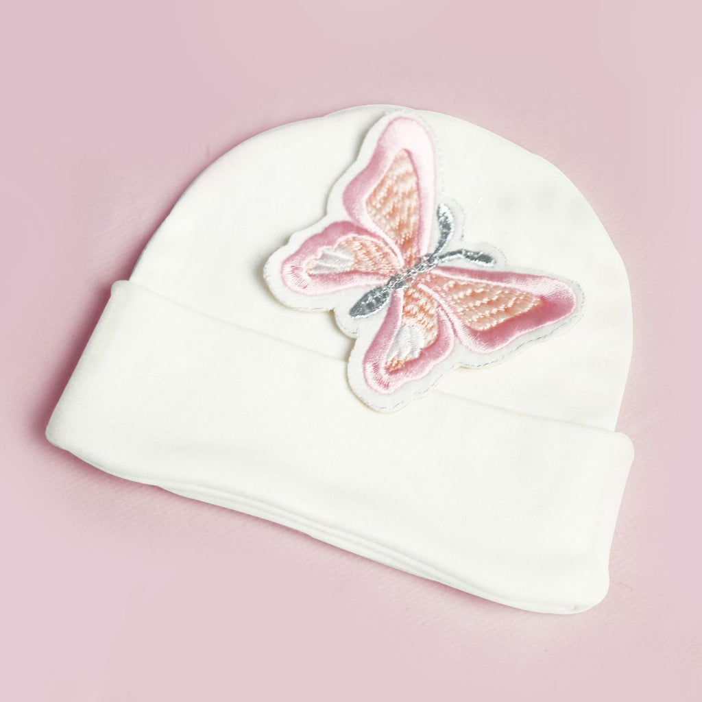 embroidered butterfly baby caps