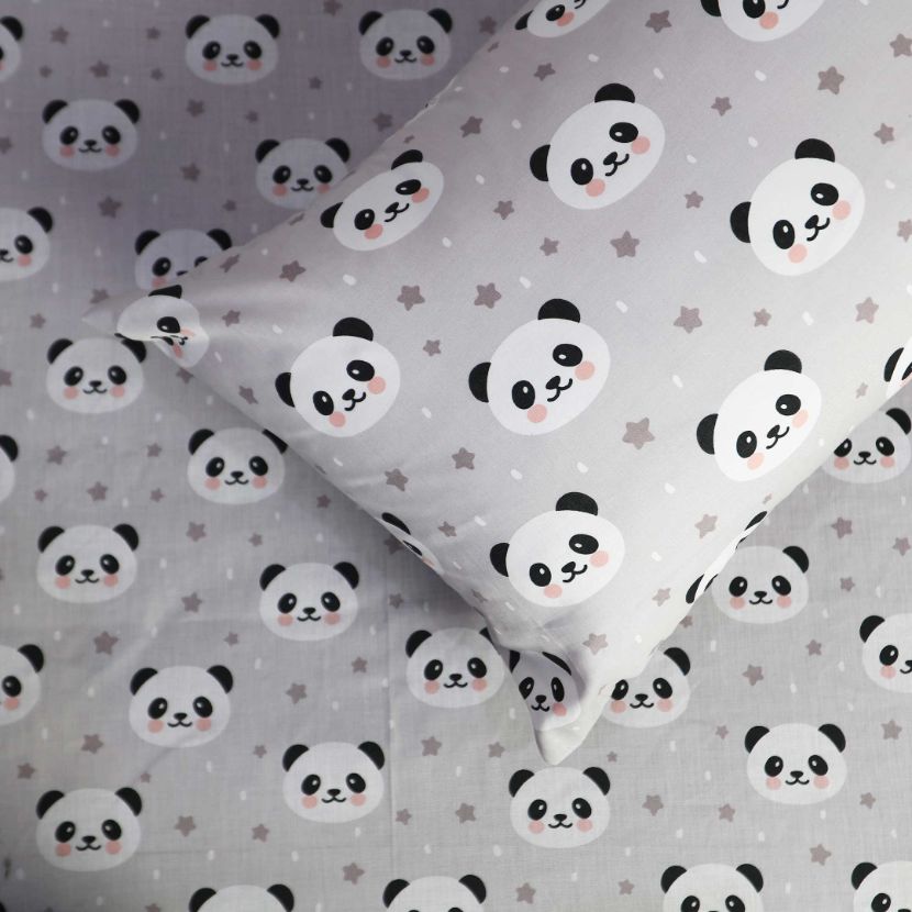 grey panda polycotton single bedsheet