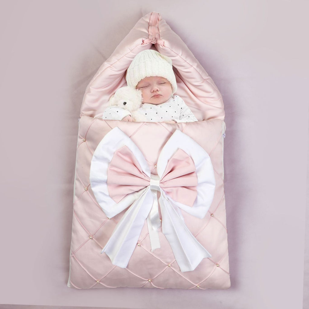 Luxury Pink Bow Hand Pleated Sleeping Carry Nest