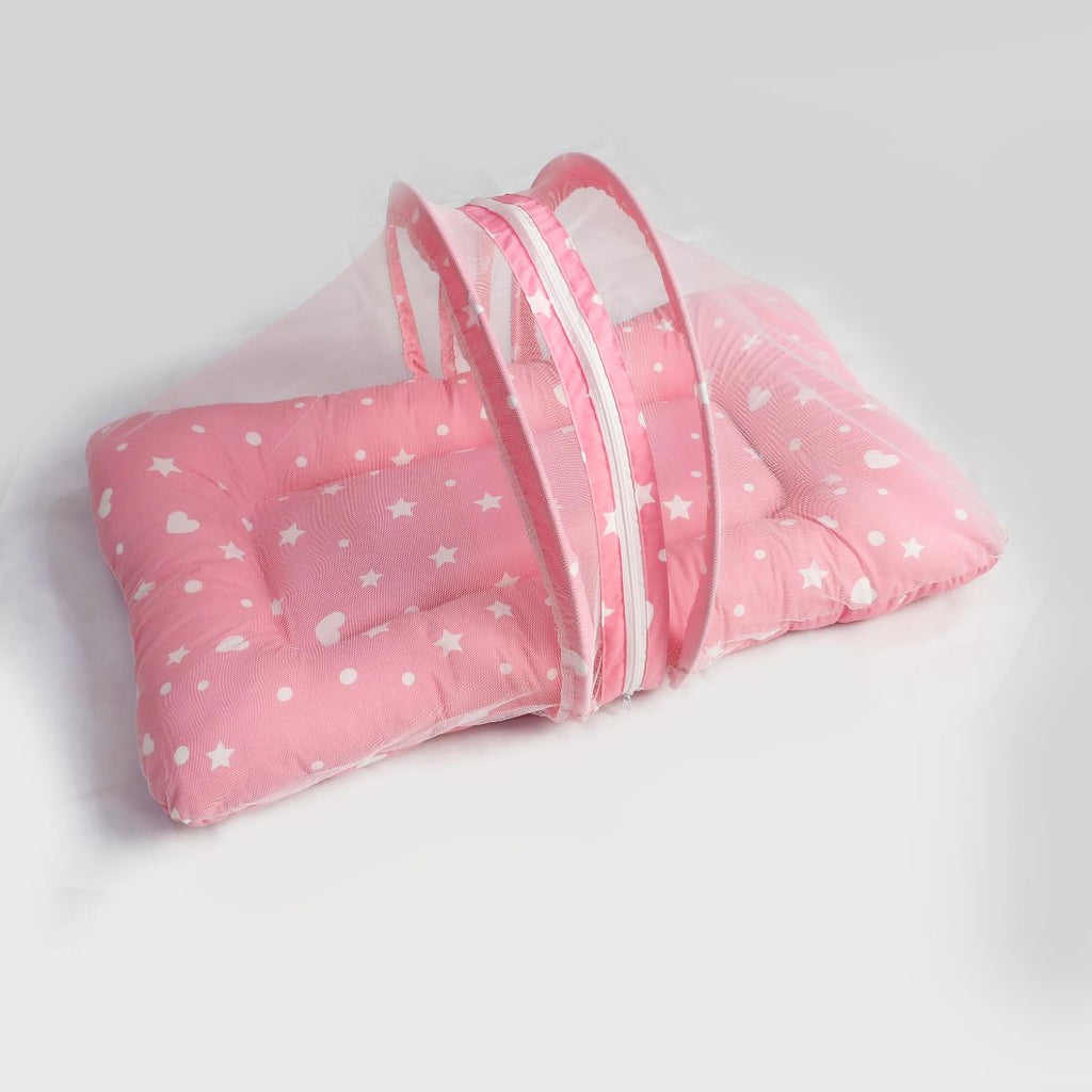 pink stars mosquito net bed