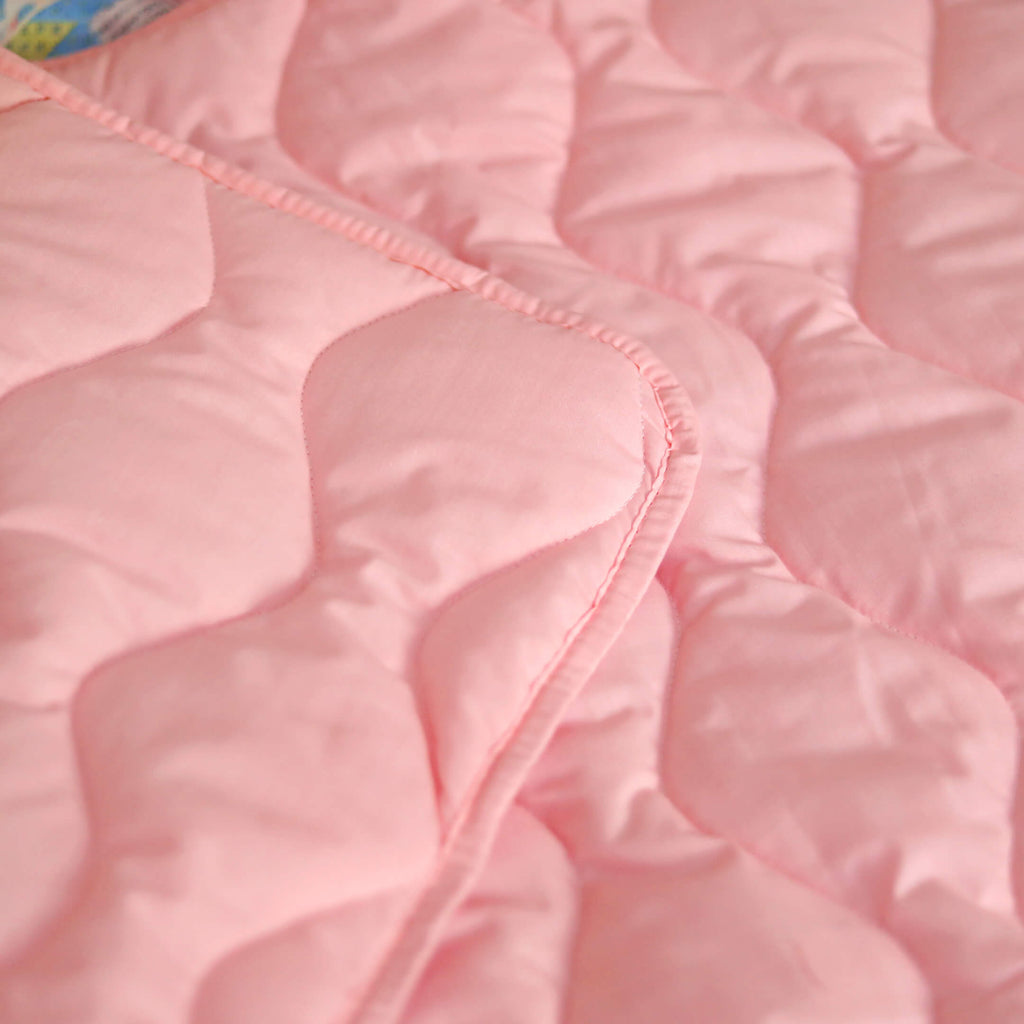 pink rainbow quilted baby cot set