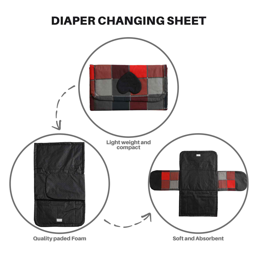 red black blocks baby diaper changing sheet