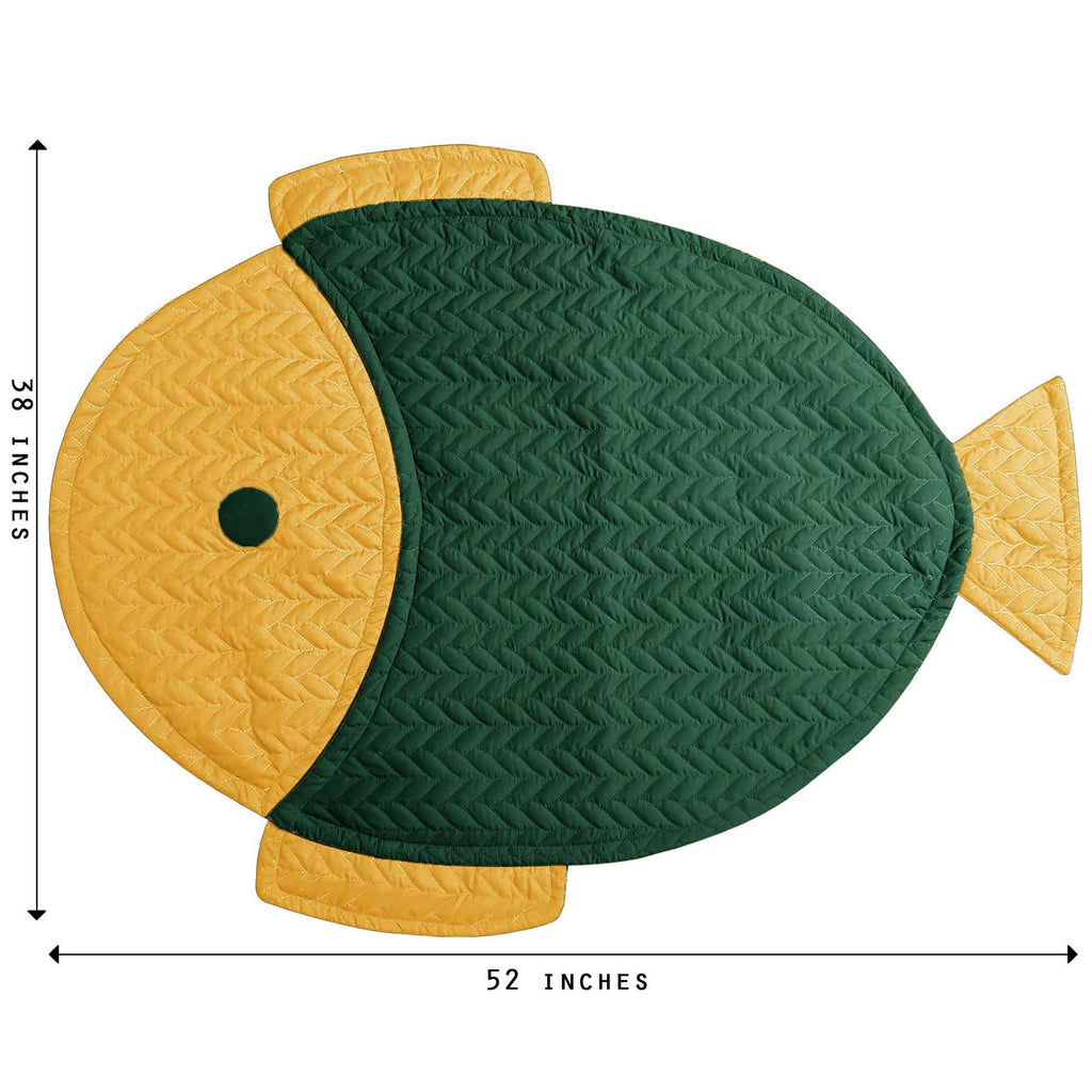 ultrasonic quilted fish playing mat green mustard
