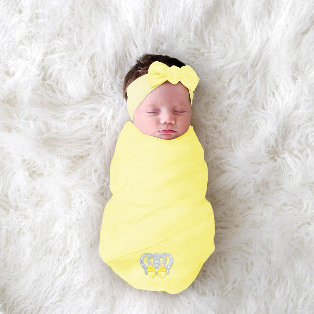 prince crown white baby swaddle