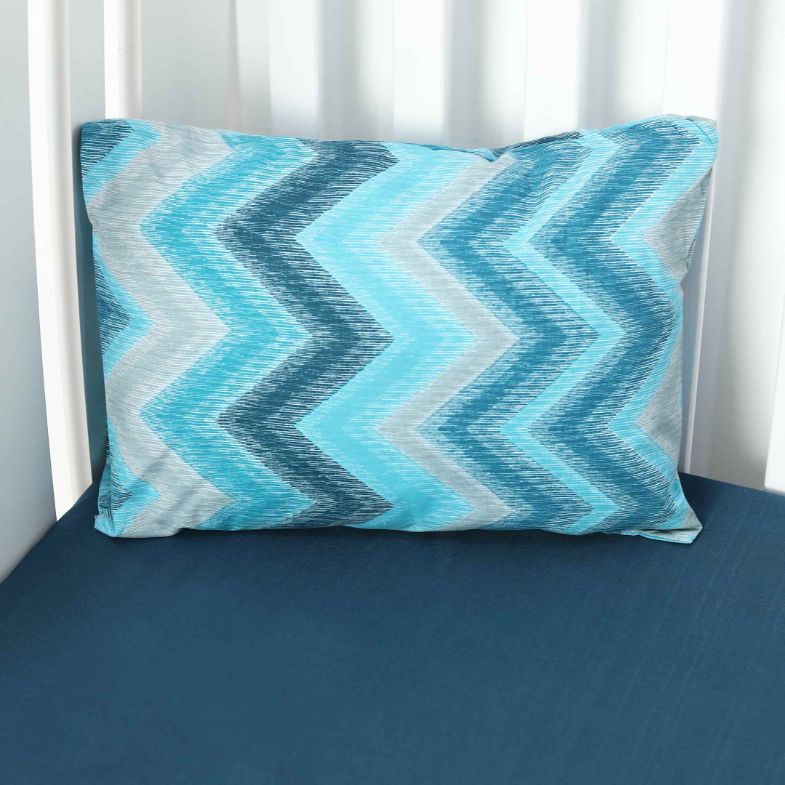blue zig zag line baby bedsheet pillow
